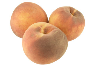 three peaches isolated on white background