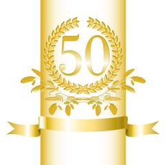 50-Lorbeerkranz mit Eichenblatt Dekor und Banner