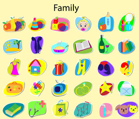 Icons on a family theme
