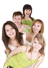 Fototapeta premium Happy group of young people.Isolated.