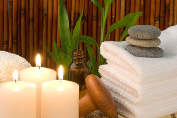 Bamboo Spa Scene With Candles