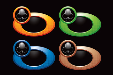 card suits on colored oval web buttons