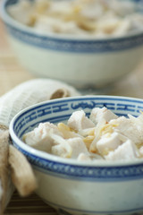 asian chicken soup with fresh organic vegetables