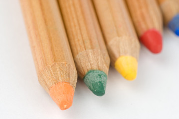 coloured pencils with shadow. Shallow depth of field
