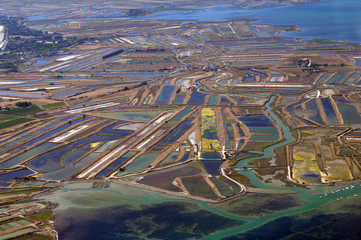 Les marais salants de l'ile de Ré vu du ciel