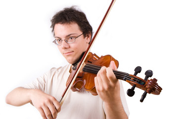 Young man playing a violin