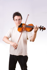Young man playing a violin