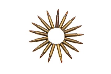 Many-pointed star of M16 cartridges isolated