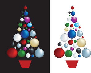 christmas decorations set designed in shape of a tree