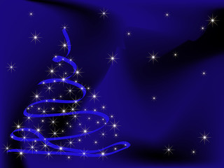 Blue abstract background with christmas tree