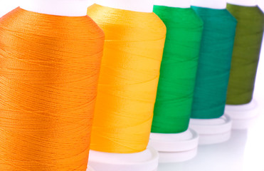 set of colorful spools closeup