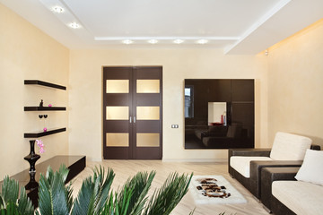 Modern Drawing-room interior in warm tones