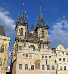 Fototapeta na wymiar Prague, Capital Of Chech Republic. Famous Tyn Cathedral.