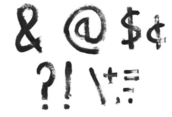 Set of painted letters, numbers & symbols