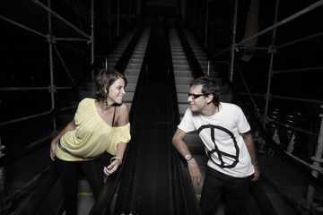 Couple on the escalator