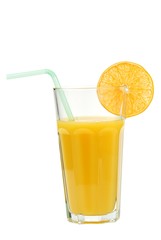 Glass of Orange Juice Isolated on White Background