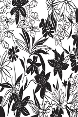 Photo sur Plexiglas Fleurs noir et blanc motif de fleurs