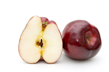 Whole  apple and half of apple.
