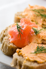 Canapes with smoked salmon