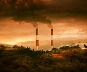 industrial pipes and smoke