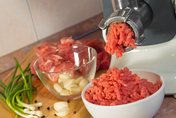 The meat grinder makes forcemeat