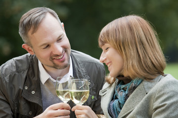 man and woman by picnic