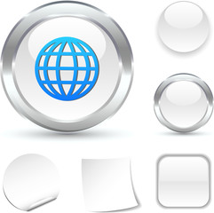 Earth  white icon. Vector illustration