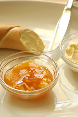 yellow plum marmelade and some french roll
