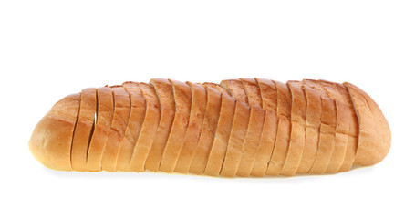 The bread cut by slices, isolated.