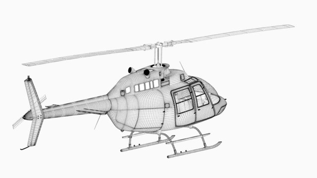 helicopter 3d model revolving on white background (1080p)