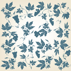 Fototapeta premium Grapes and leaves background