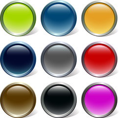 Collection of  glossy buttons in various colors