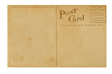 Back of blank vintage postcard
