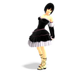 young sexy cartoon girl in gothic clothes