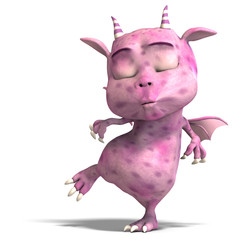 little pink cute toon dragon devil