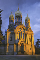 Fototapeta na wymiar Wiesbaden Russisch Orthodoxe Kapelle am Neroberg