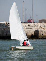 Small Sailboat with two persons
