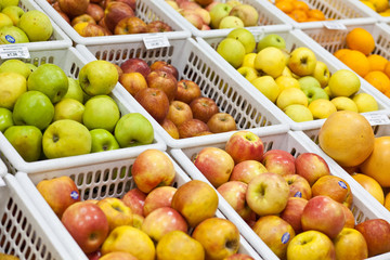 fruit and vegetables section in a grocery store