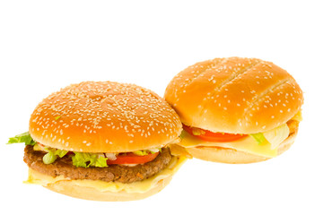 Cheeseburger and hamburger