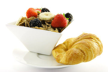 Bran Flakes in a White Bowl