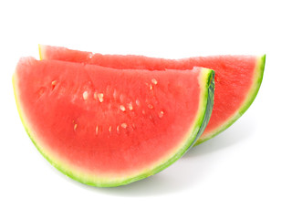 Two slice of water-melon on white background