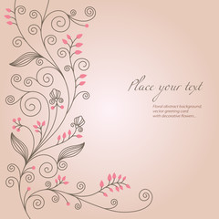 Fototapeta na wymiar Greeting card, floral background