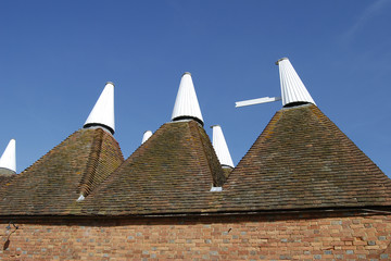 Ventilators on roof of Oast House, Kent, England