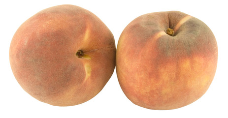 two ripe peaches isolated on white backround