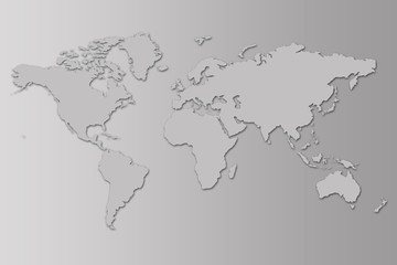 Fototapeta na wymiar Gray World map with shadows
