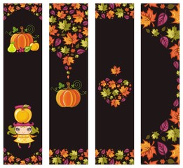 Colorful Autumnal banners with fall leafs