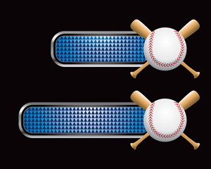 Baseball and crossed bats blue checkered tabs