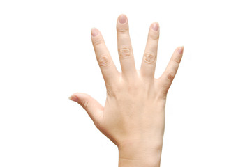 women hand show the number five