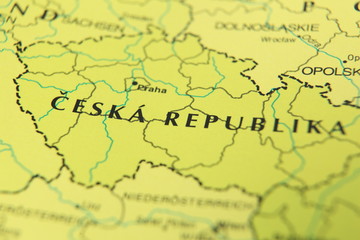 Czech republic as a travel destination on a map