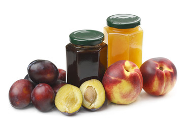 Nectarine,plums and jam